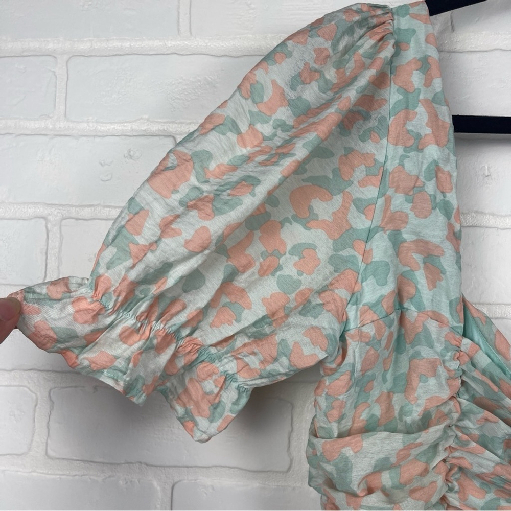 Runaway The Label Mini Dress Ruched Pink and teal Leopard Dress XL / 10 Cute - Picture 7 of 12